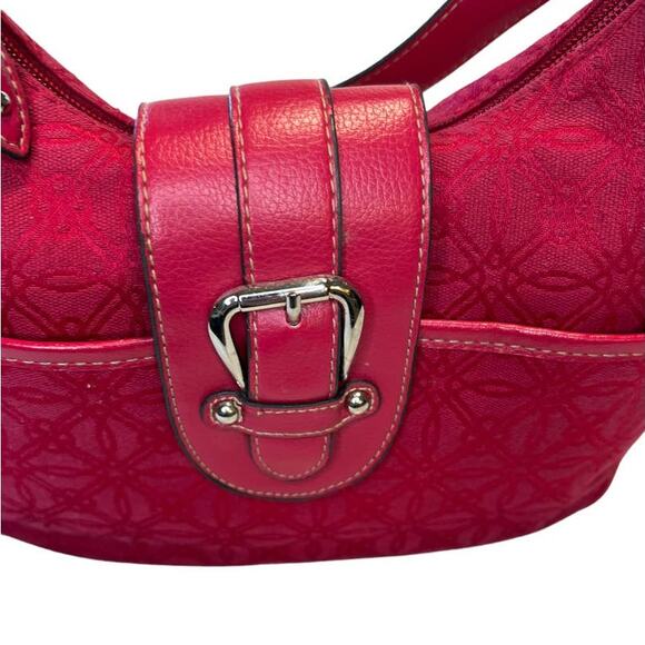 Croft & Barrow, Hot Pink Fabric Bag w/ Flap Buckle Zip Close - Picture 3 of 11